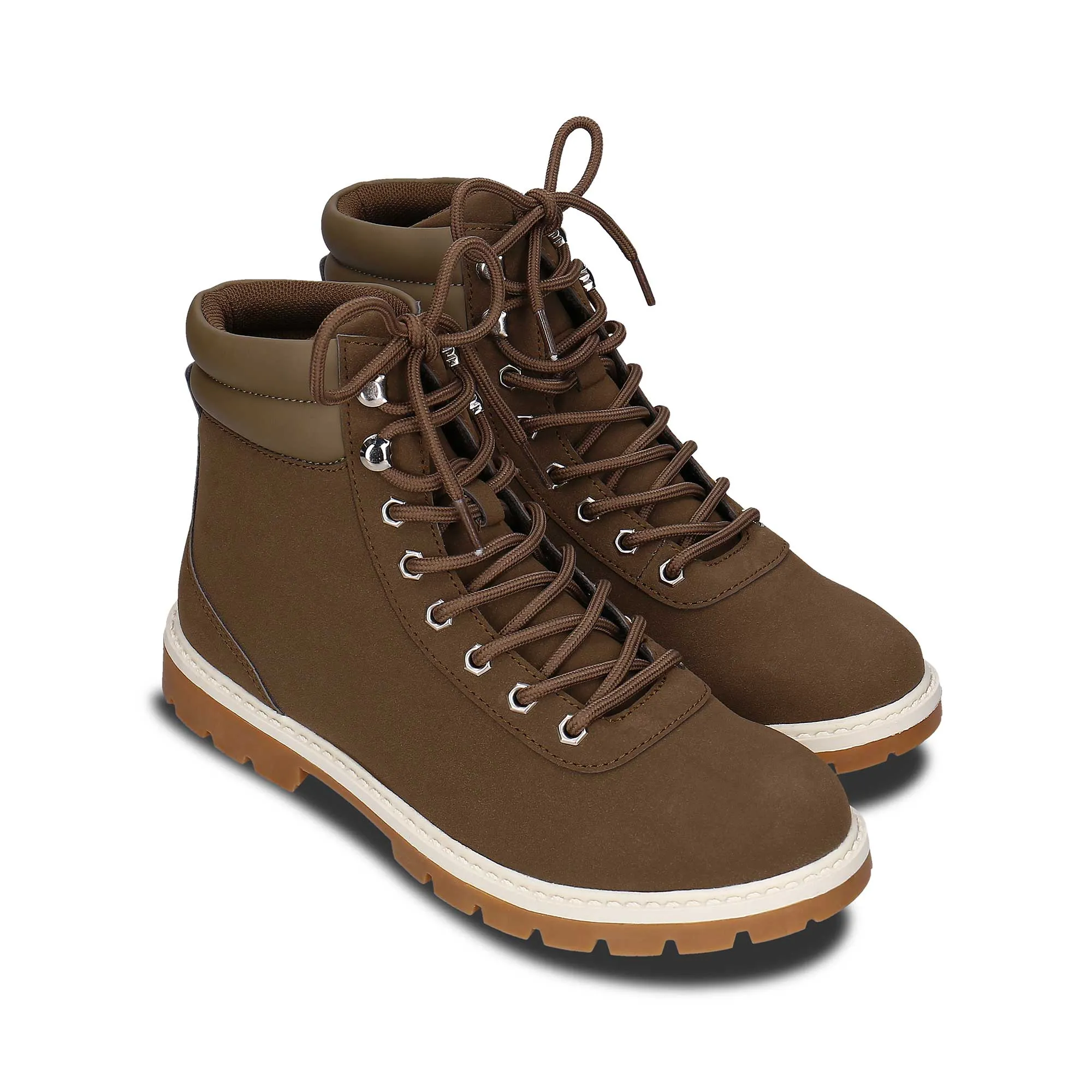 Adar Unisex Vegane Wildleder-Schnürstiefeletten für den Winter | Grün