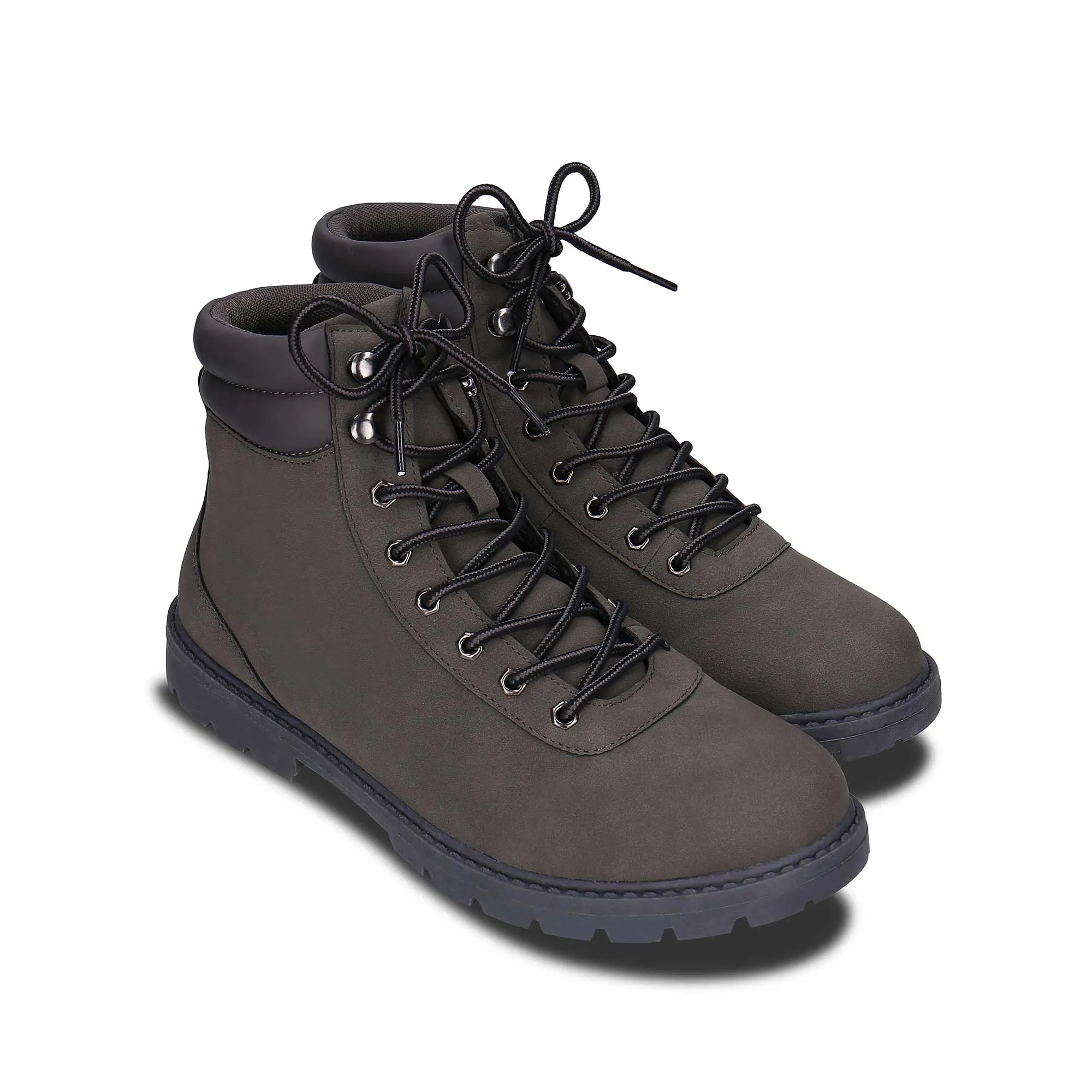 Adar Unisex Vegane Wildleder-Schnürstiefeletten für den Winter | Grau