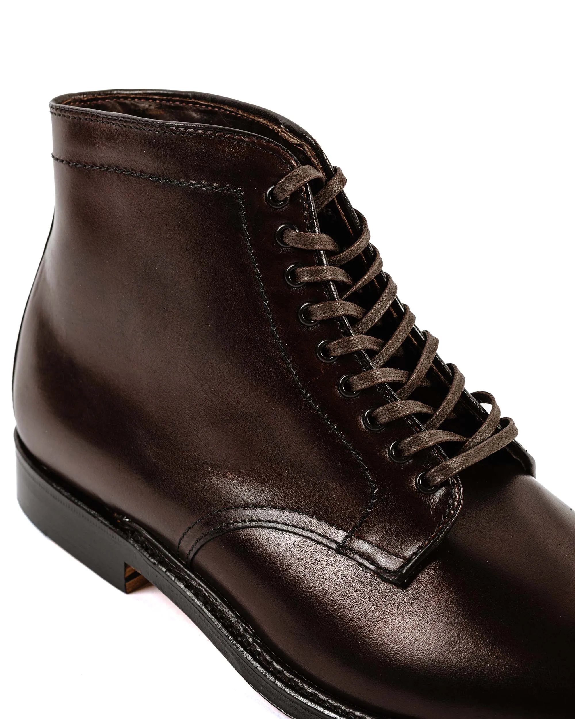 Alden Plain Toe Stiefel Dunkelbraunes Kalbsleder G2804