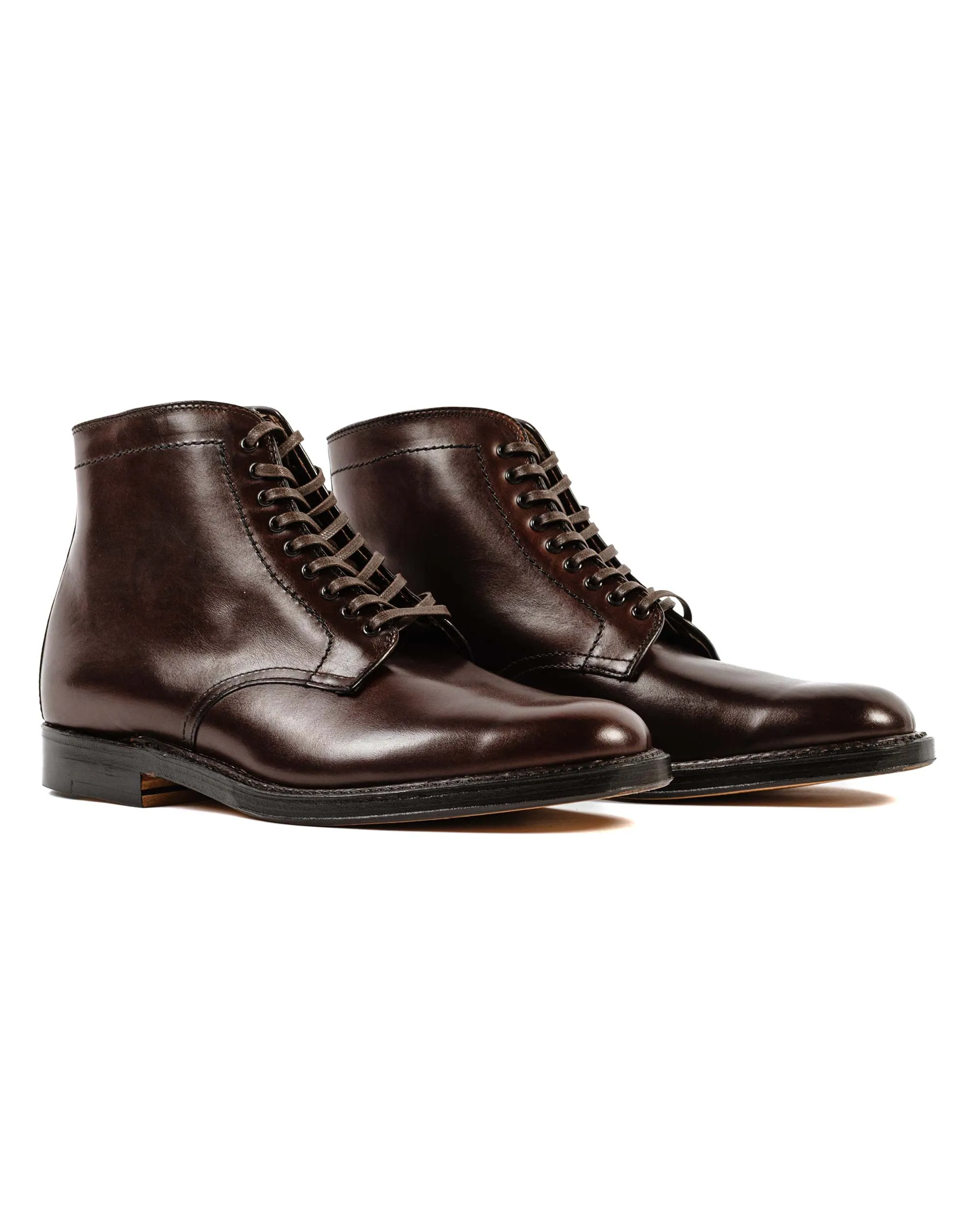 Alden Plain Toe Stiefel Dunkelbraunes Kalbsleder G2804