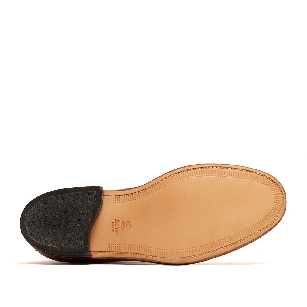 Alden Plain Toe Marineblau Blucher Stiefel Annonay Walnussbraun