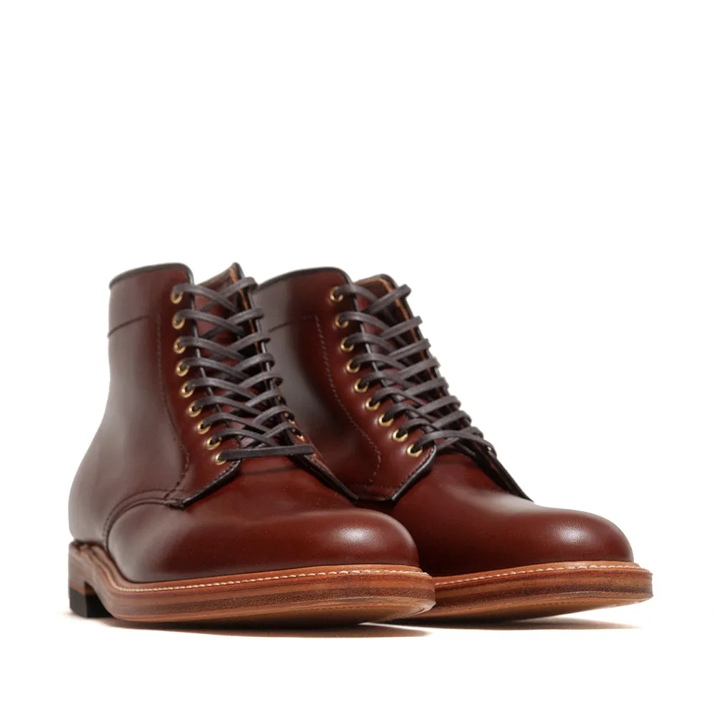 Alden Plain Toe Marineblau Blucher Stiefel Annonay Walnussbraun