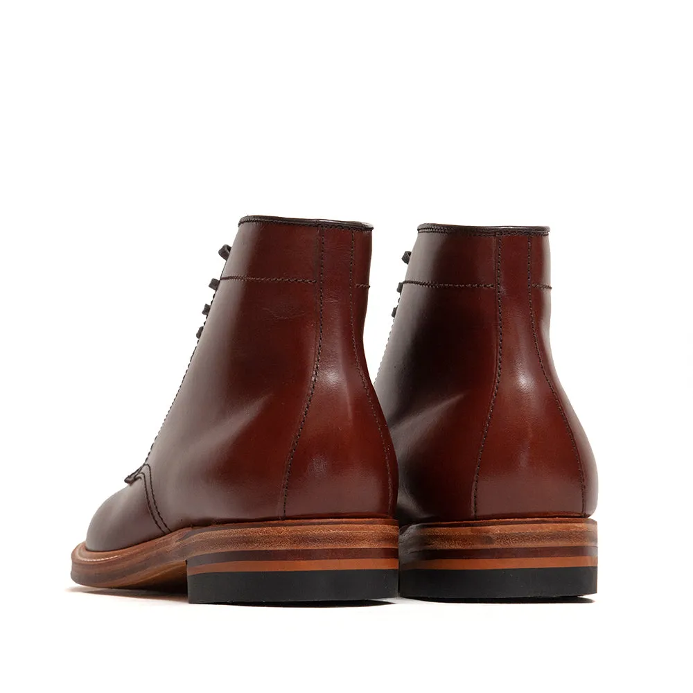Alden Plain Toe Marineblau Blucher Stiefel Annonay Walnussbraun