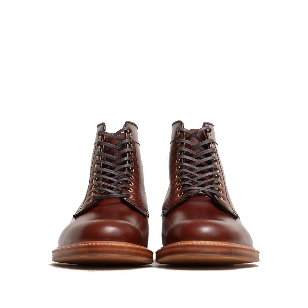 Alden Plain Toe Marineblau Blucher Stiefel Annonay Walnussbraun
