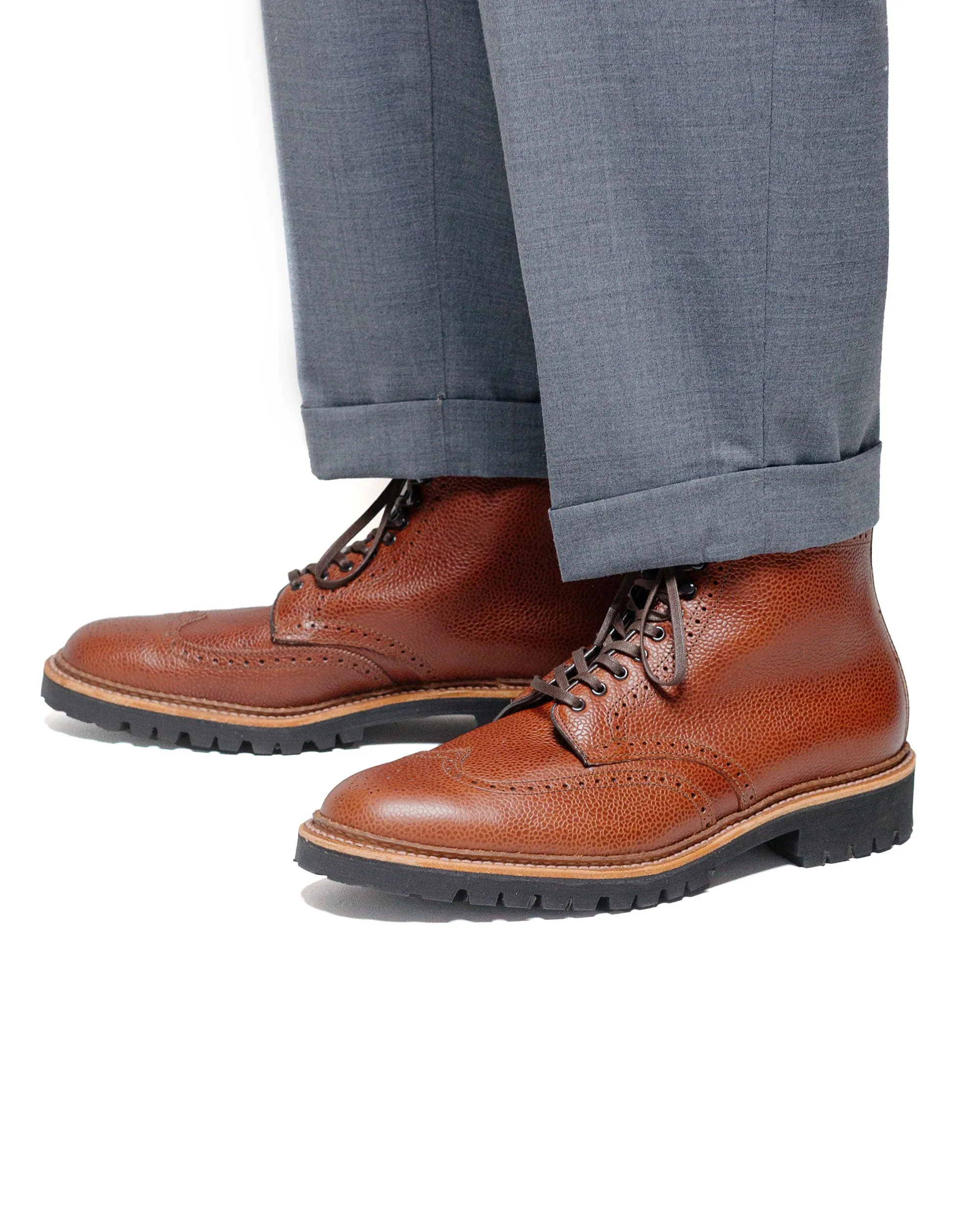 Alden Short Wing Boot Braun Scotch Grain mit Profilsohle