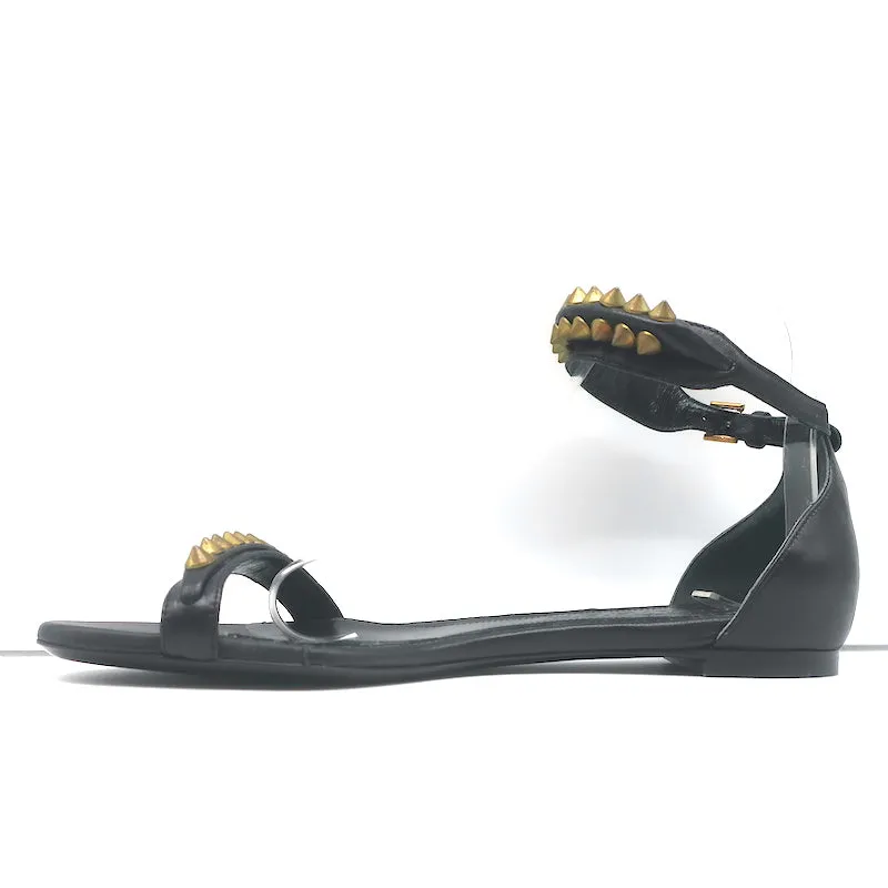 Alexander McQueen Spike Strap Sandalen mit Nieten Schwarz Leder Größe 37 NEU