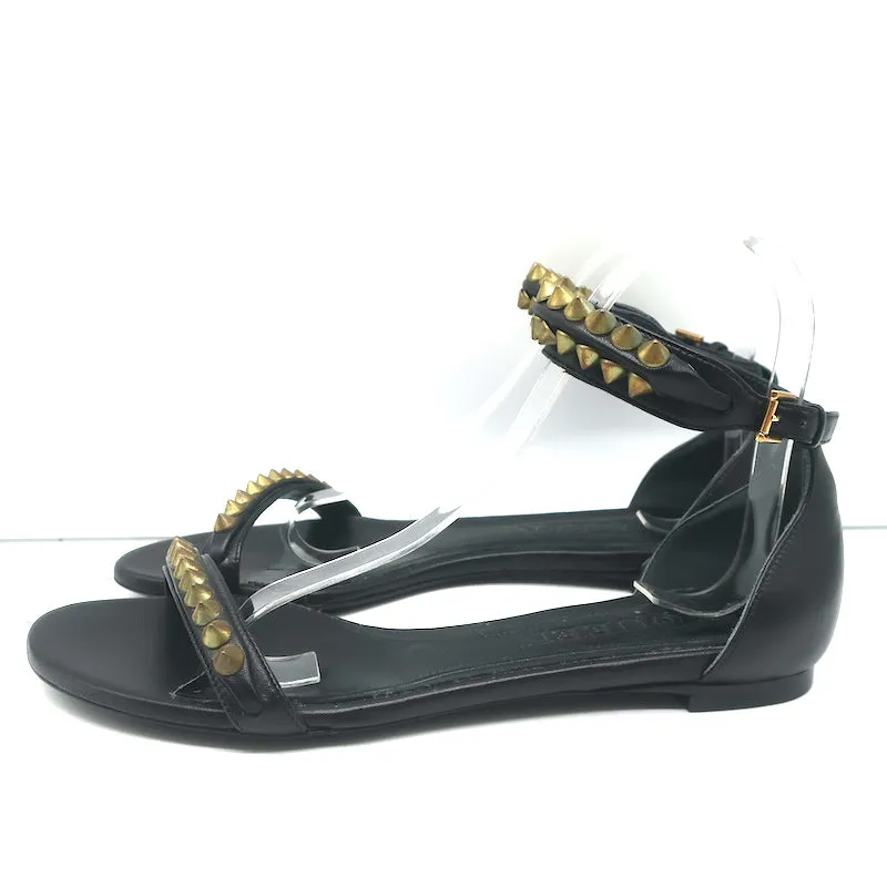 Alexander McQueen Spike Strap Sandalen mit Nieten Schwarz Leder Größe 37 NEU