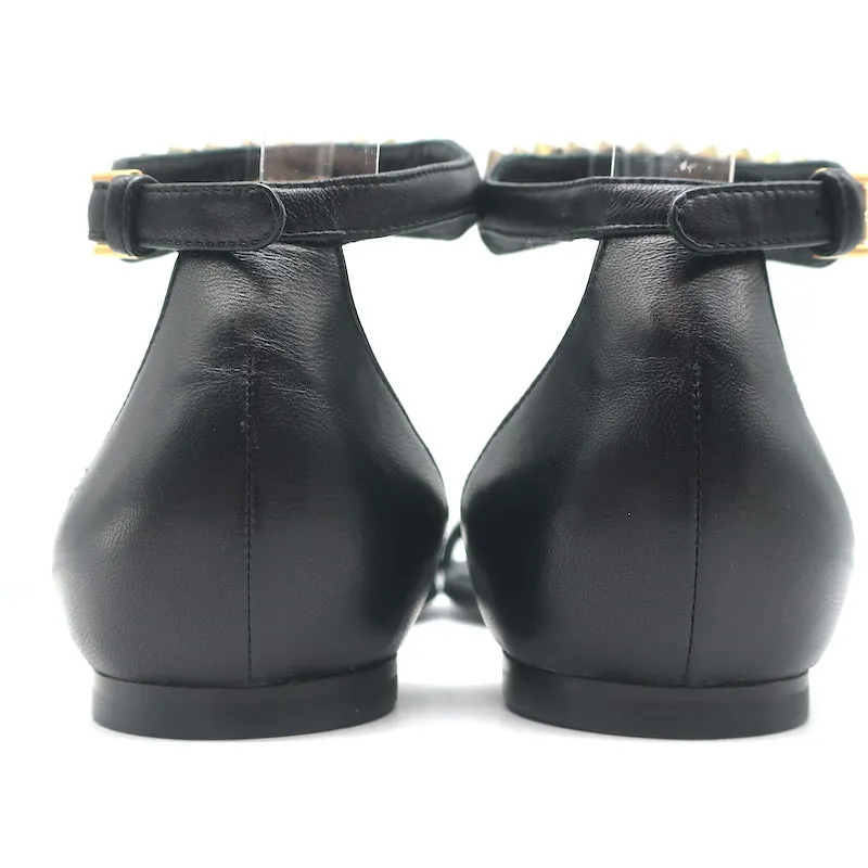 Alexander McQueen Spike Strap Sandalen mit Nieten Schwarz Leder Größe 37 NEU