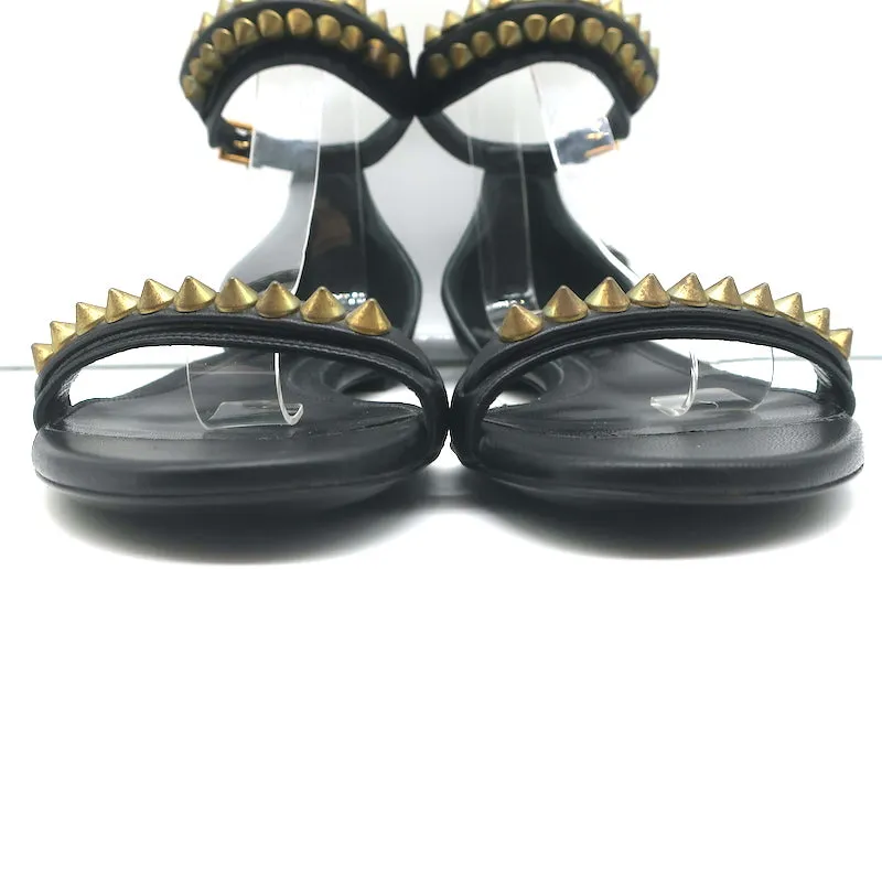 Alexander McQueen Spike Strap Sandalen mit Nieten Schwarz Leder Größe 37 NEU