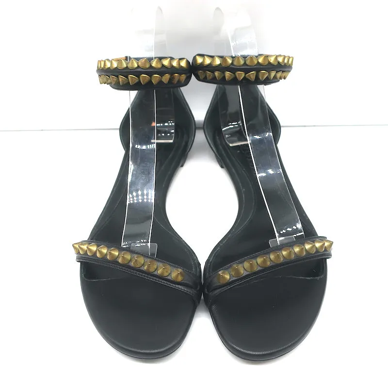 Alexander McQueen Spike Strap Sandalen mit Nieten Schwarz Leder Größe 37 NEU