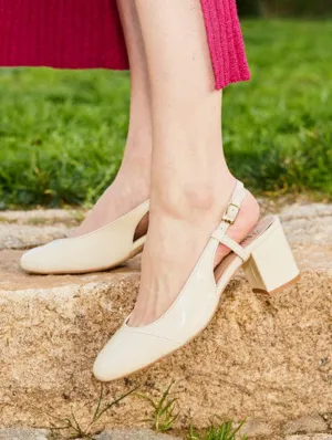 Alice Recycelte Vegane Patent-Pumps mit Absatz | Vanille-Lack