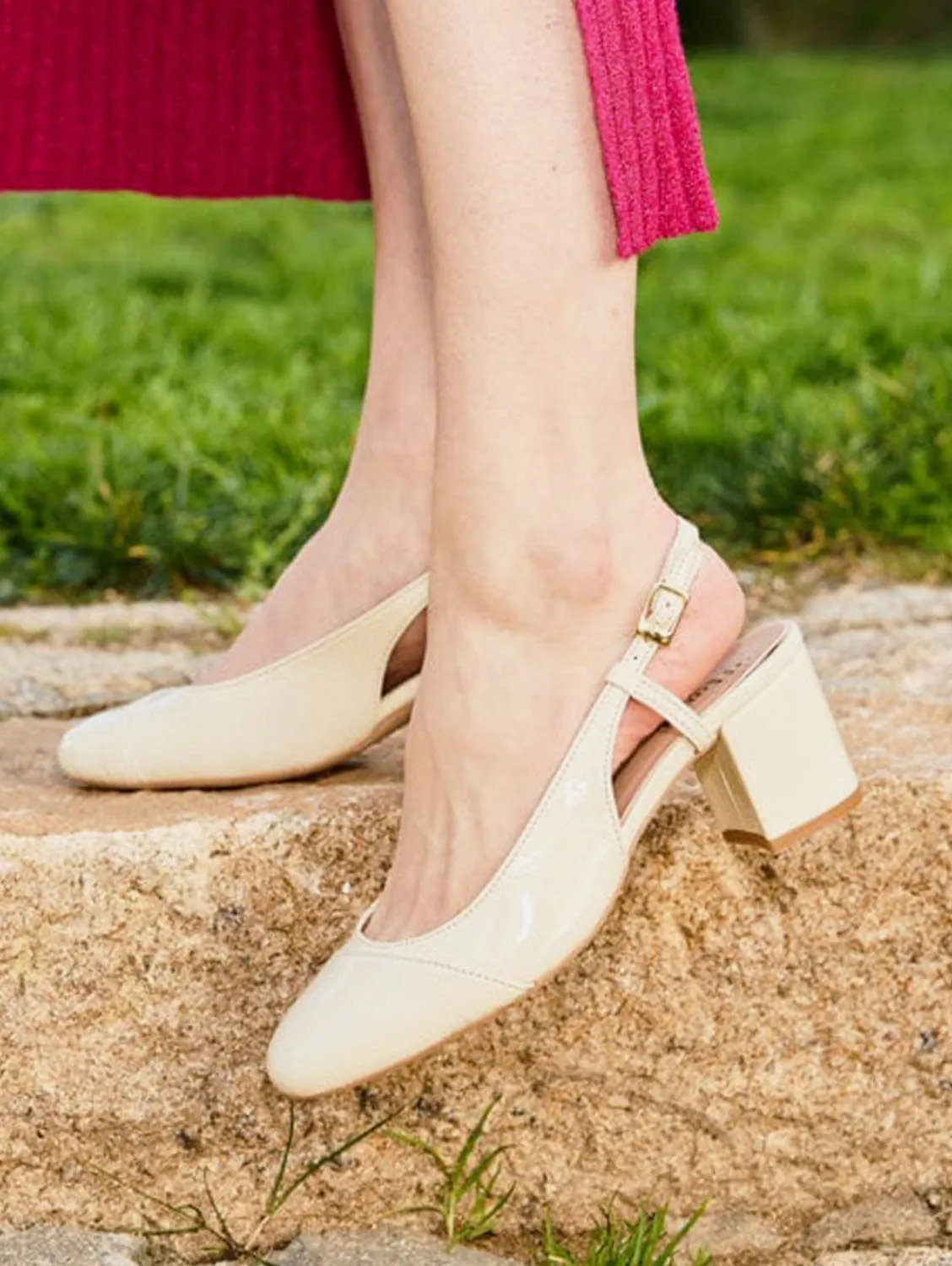 Alice Recycelte Vegane Patent-Pumps mit Absatz | Vanille-Lack