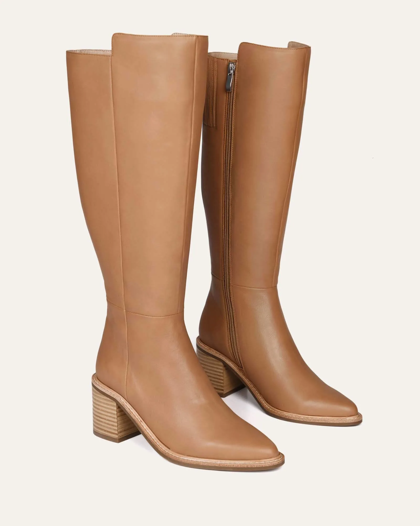 ANISSA KNIE-STIEFEL BEIGE LEDER