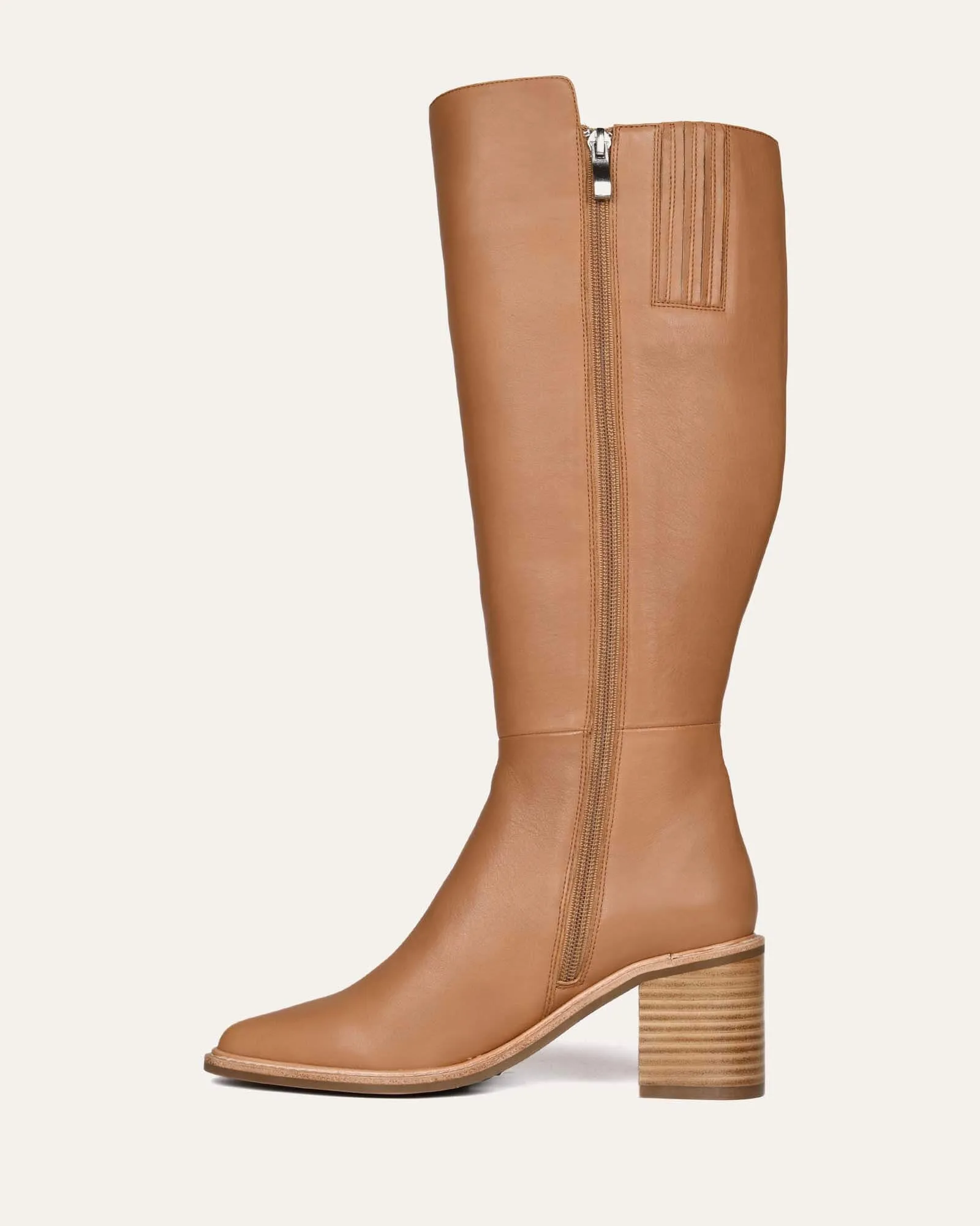 ANISSA KNIE-STIEFEL BEIGE LEDER