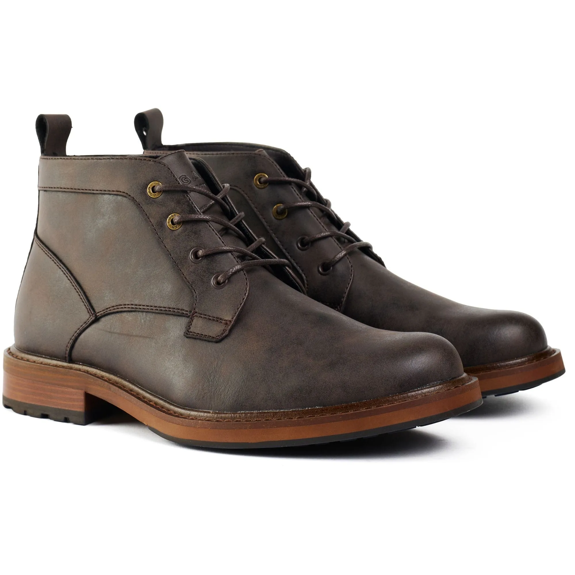 Aspar Herren Chukka-Stiefel aus veganem Leder | Braun