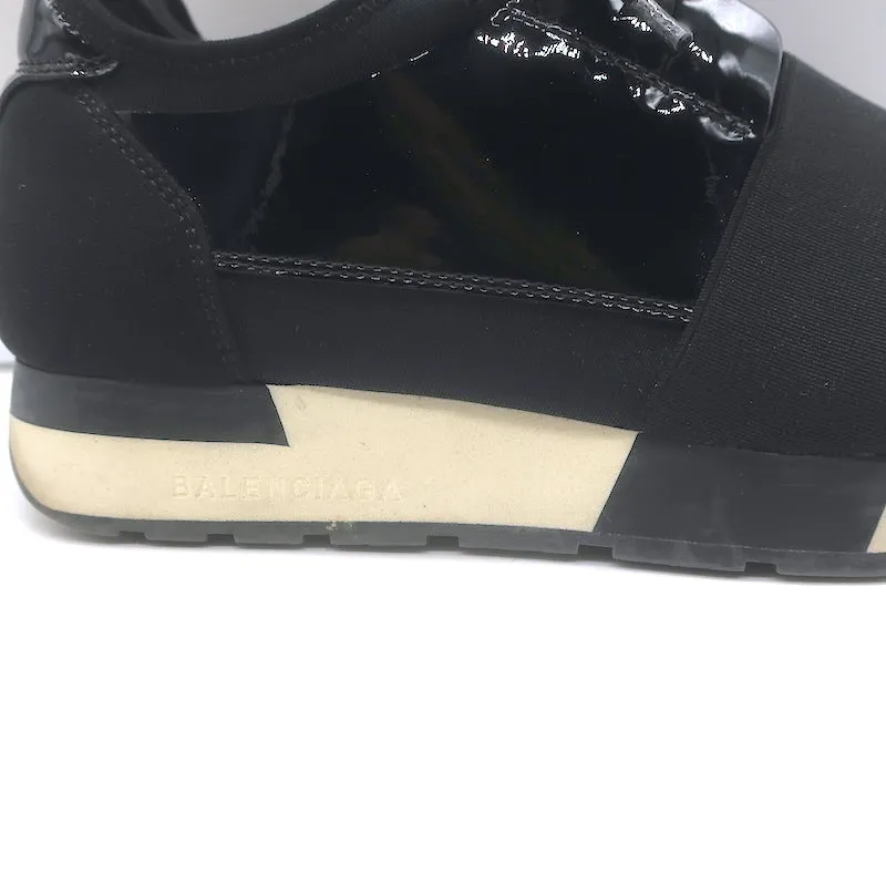Balenciaga Race Runner Low Top Sneakers Schwarz Neopren & Lackleder Größe 37