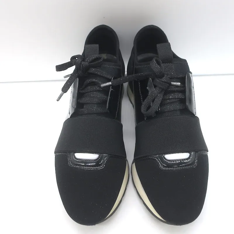 Balenciaga Race Runner Low Top Sneakers Schwarz Neopren & Lackleder Größe 37