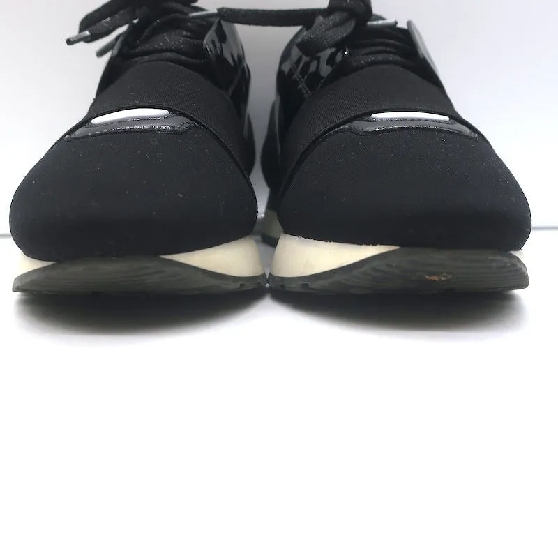Balenciaga Race Runner Low Top Sneakers Schwarz Neopren & Lackleder Größe 37