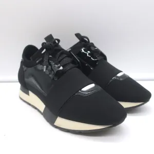 Balenciaga Race Runner Low Top Sneakers Schwarz Neopren & Lackleder Größe 37