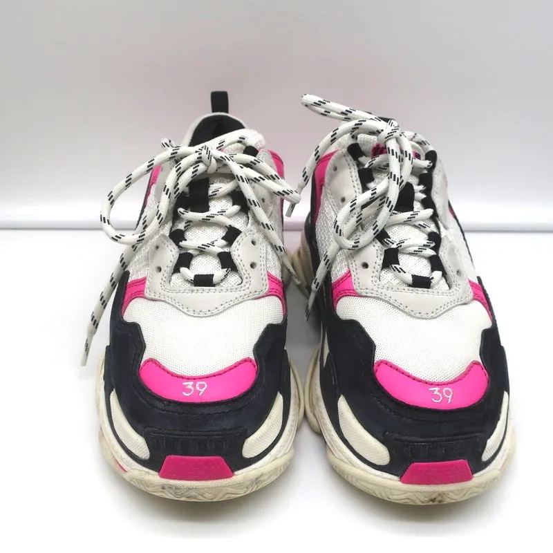 Balenciaga Triple S Sneakers Weißes Mesh & Rosa Leder Größe 39