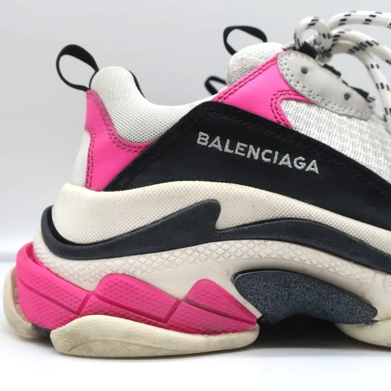 Balenciaga Triple S Sneakers Weißes Mesh & Rosa Leder Größe 39
