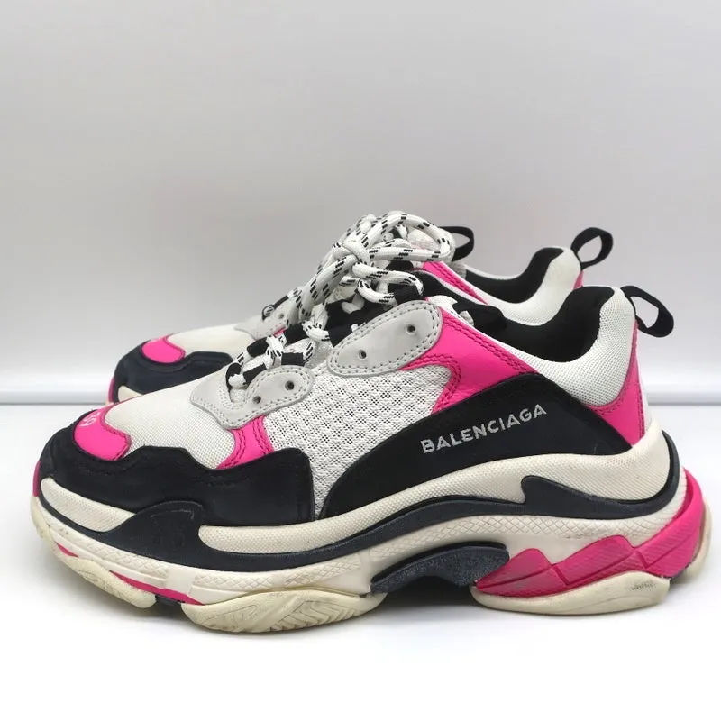 Balenciaga Triple S Sneakers Weißes Mesh & Rosa Leder Größe 39