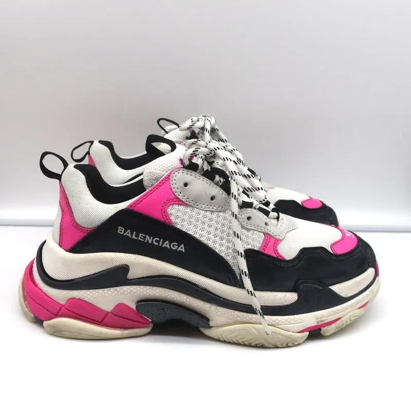Balenciaga Triple S Sneakers Weißes Mesh & Rosa Leder Größe 39
