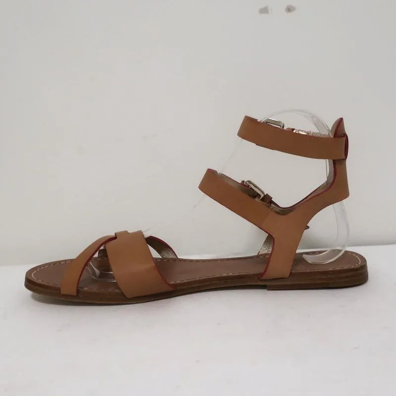 Belle von Sigerson Morrison Sandalen in Naturleder Größe 9 mit Doppelknöchelriemen und flacher Sohle