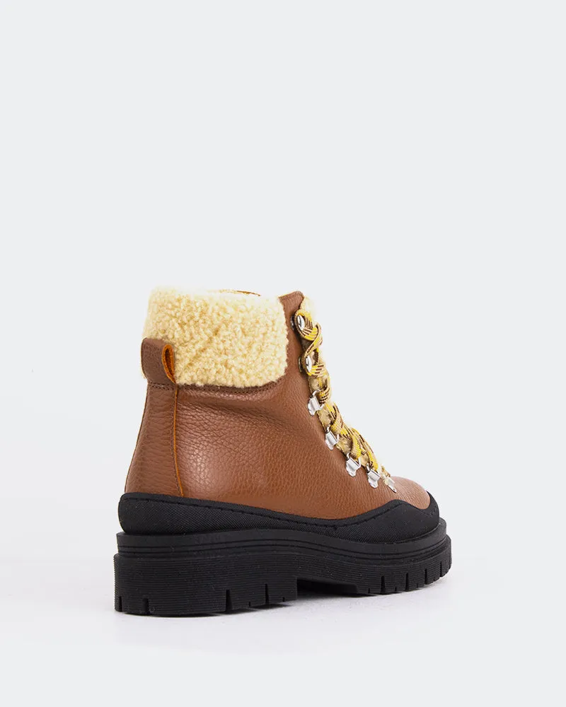 Blauer Cognac-Leder