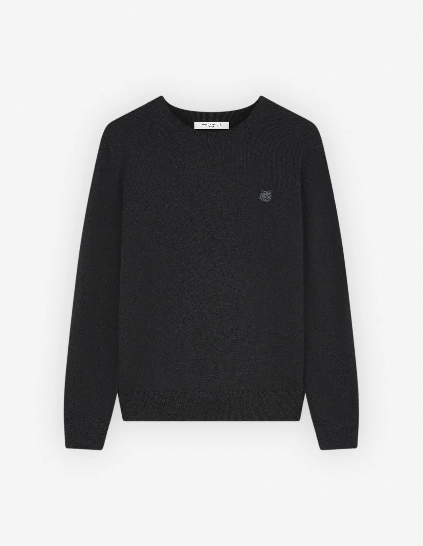 Fetter Fuchs-Kopf Aufnäher Regular Pullover Schwarz