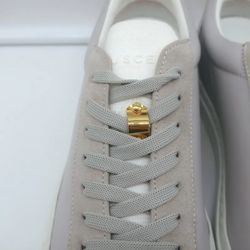 Buscemi Tennis Lock Low Top Sneakers Grau Leder & Wildleder Größe 38.5