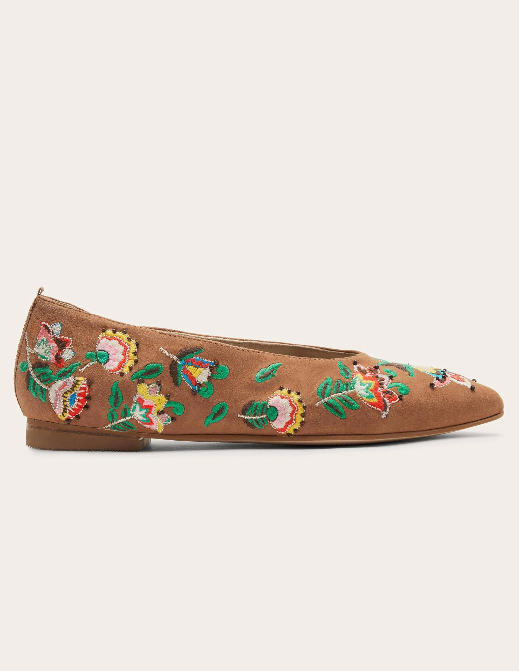 Catriona Ballerinas-Tan Embroidered