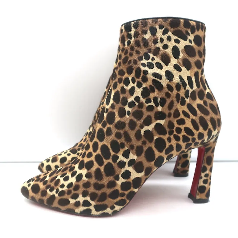Christian Louboutin So Eleonor Leopardenprint Wildleder Stiefeletten Größe 36.5