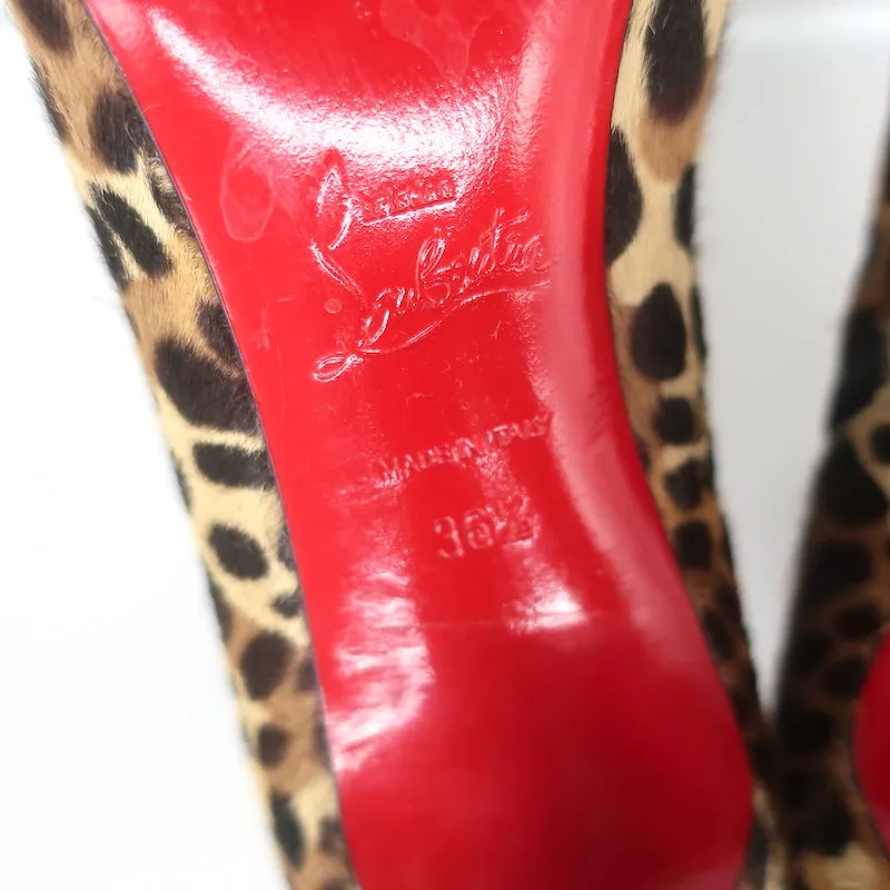 Christian Louboutin So Eleonor Leopardenprint Wildleder Stiefeletten Größe 36.5