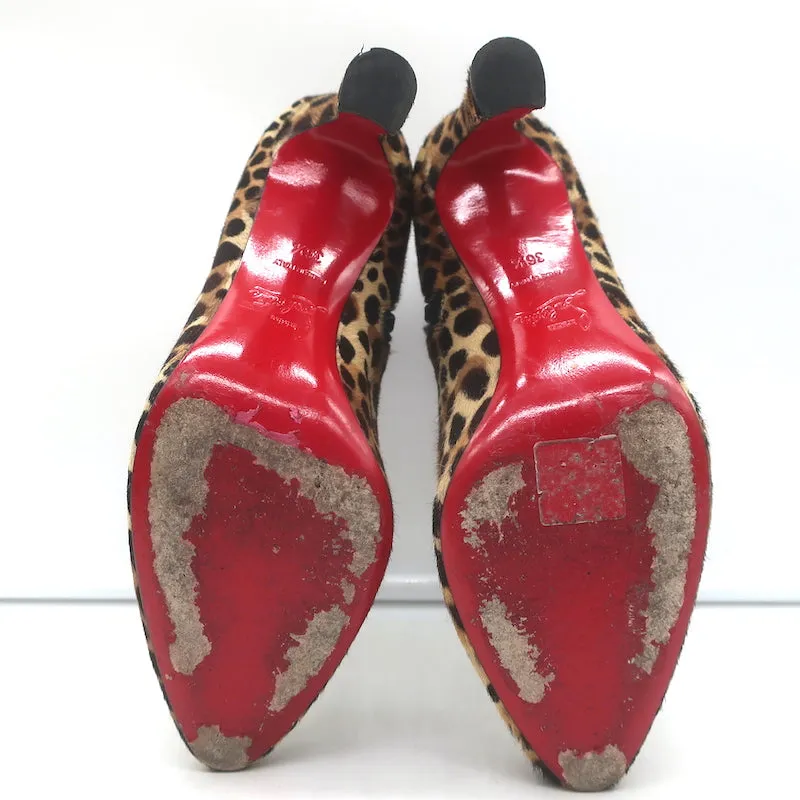 Christian Louboutin So Eleonor Leopardenprint Wildleder Stiefeletten Größe 36.5