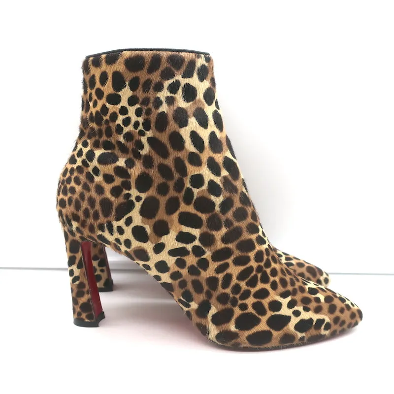 Christian Louboutin So Eleonor Leopardenprint Wildleder Stiefeletten Größe 36.5