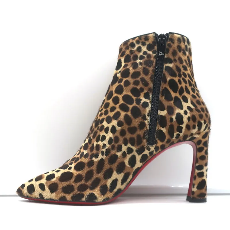 Christian Louboutin So Eleonor Leopardenprint Wildleder Stiefeletten Größe 36.5