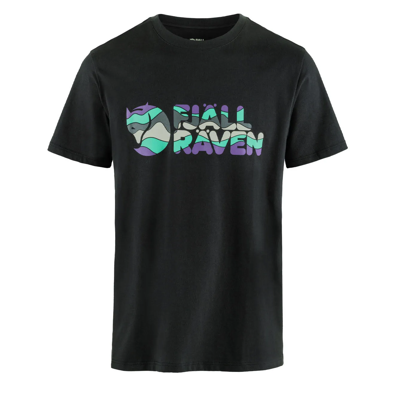 Fjällräven T-Shirt für Herren mit mehrfarbigem Logo in Schwarz