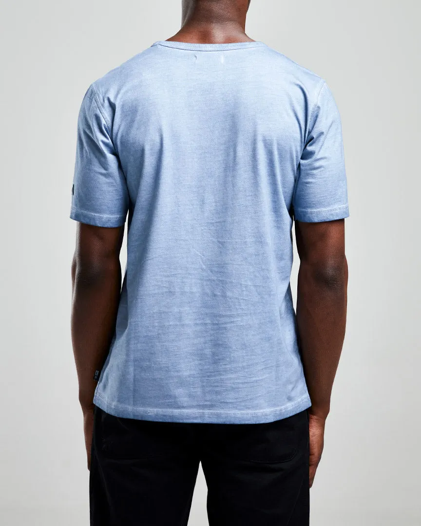 Bekleidung Linke Hand Herren T-Shirt mit Aufnäher Linke Hand Hellblau