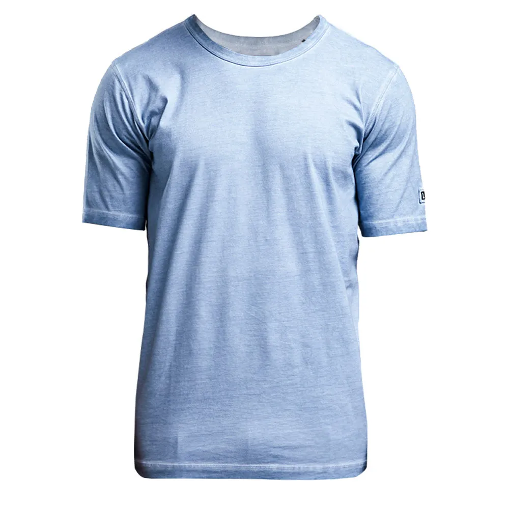 Bekleidung Linke Hand Herren T-Shirt mit Aufnäher Linke Hand Hellblau