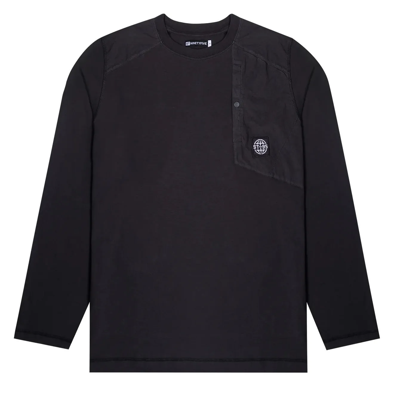 Bekleidung St95 Herren ST95 Langarm Pocket T-Shirt Schwarz