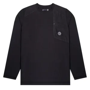 Bekleidung St95 Herren ST95 Langarm Pocket T-Shirt Schwarz
