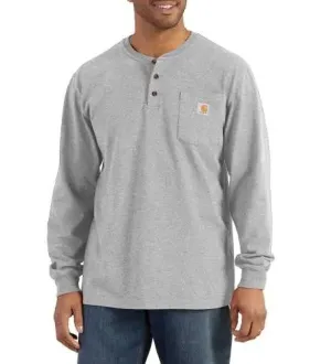 Kleidung_Carhartt_Oberteile Herren Henley-T-Shirt mit Tasche, Langarm, locker geschnitten, schwere Qualität