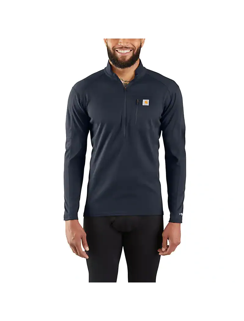 Bekleidung_Carhartt_Unterwäsche Herren Force Midweight Micro-Grid Basis-Schicht Viertel-Reißverschluss Pocket Top