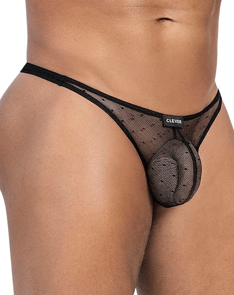 Clever Herrenunterwäsche Clever 100008 3er Pack Australische Latex-Tangas Schwarz-Orange-Schwarz