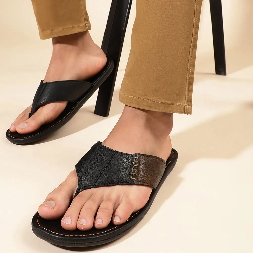 Bequeme Schwarze Hausschuhe Für Herren AVN-13 Von Liberty