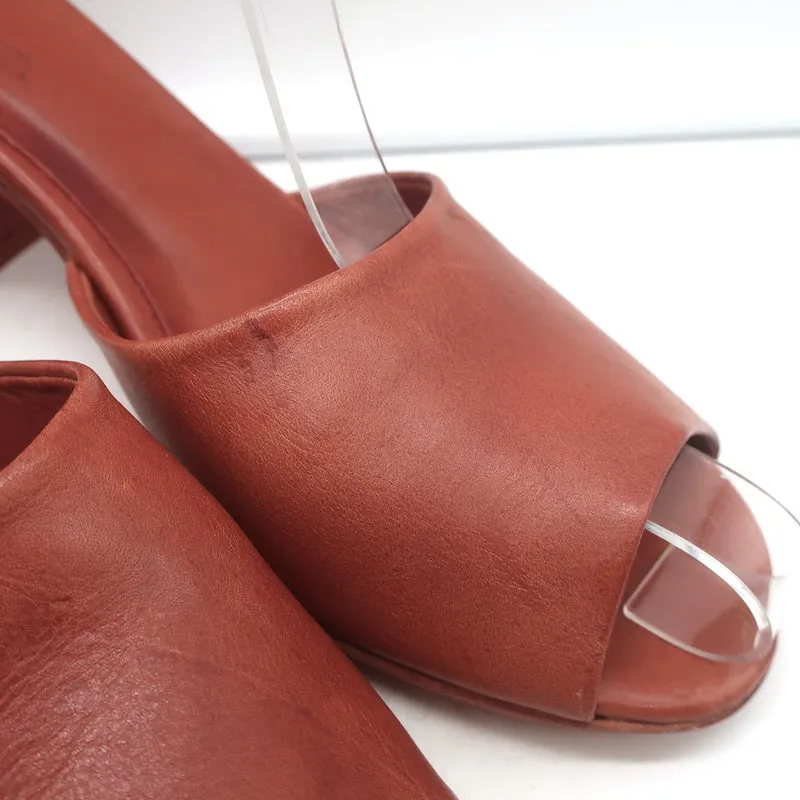 Cortana Juno Mules Brandy Rot Leder Größe 41.5 Sandalen mit offener Spitze