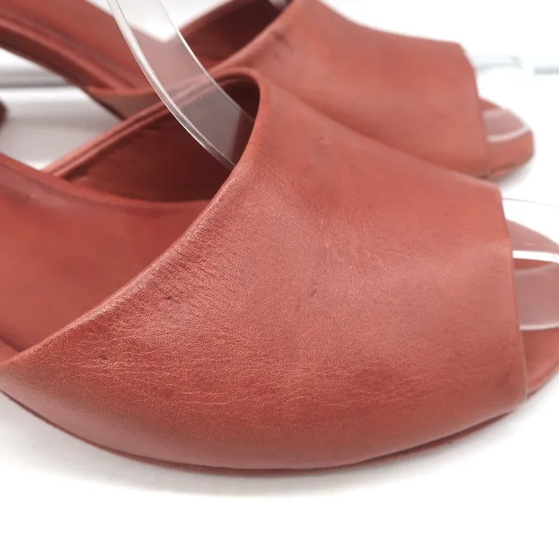Cortana Juno Mules Brandy Rot Leder Größe 41.5 Sandalen mit offener Spitze