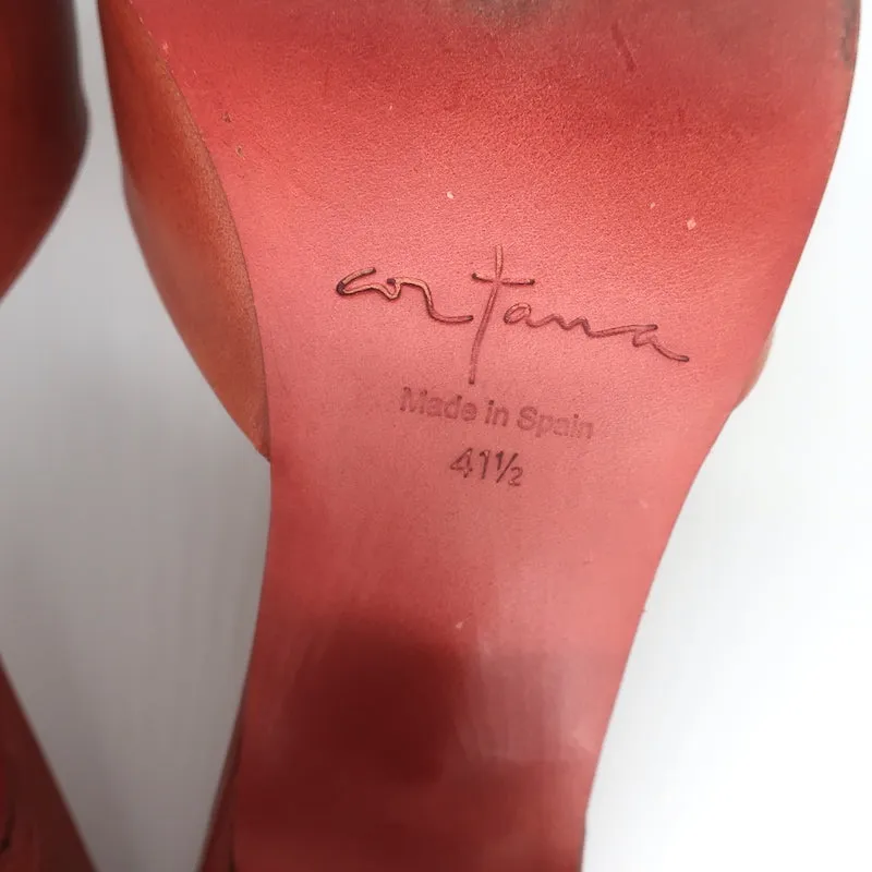 Cortana Juno Mules Brandy Rot Leder Größe 41.5 Sandalen mit offener Spitze