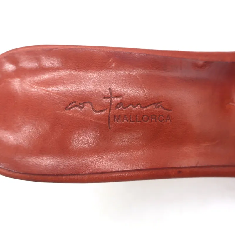 Cortana Juno Mules Brandy Rot Leder Größe 41.5 Sandalen mit offener Spitze